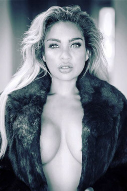 super hot dark skinned babe of a topless waitress naked underneath her fur coat in sydney's hunters hill